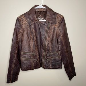 Sebby Collection Brown Leather Jacket!